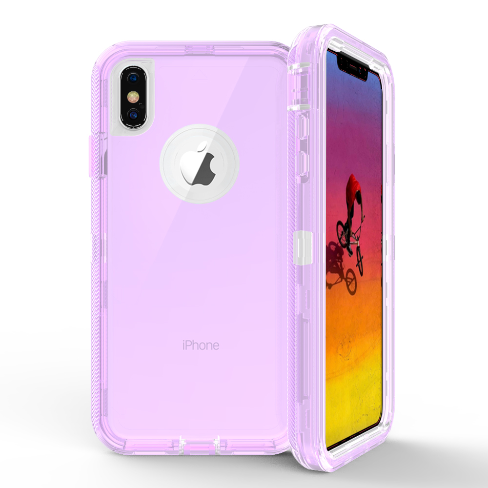 iPHONE Xr 6.1in Transparent Clear Armor Robot Case (Purple)